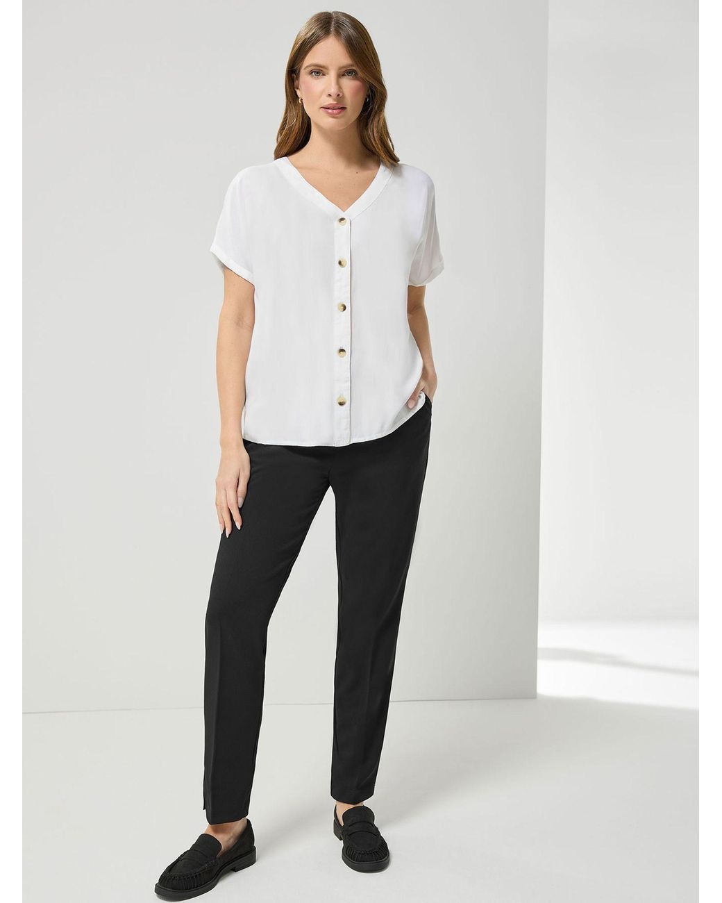 M&CO. White Button Front Blouse