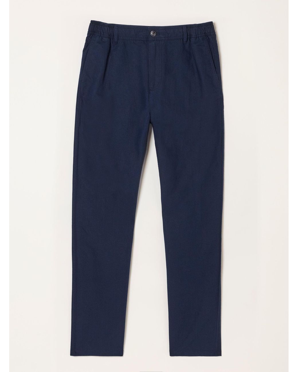FatFace Blue Hayle Linen Cotton Trousers for men