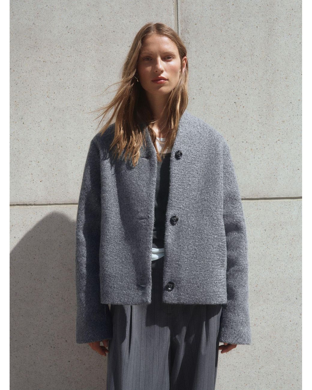 Next Blue Short Coatigan Scarf Jacket