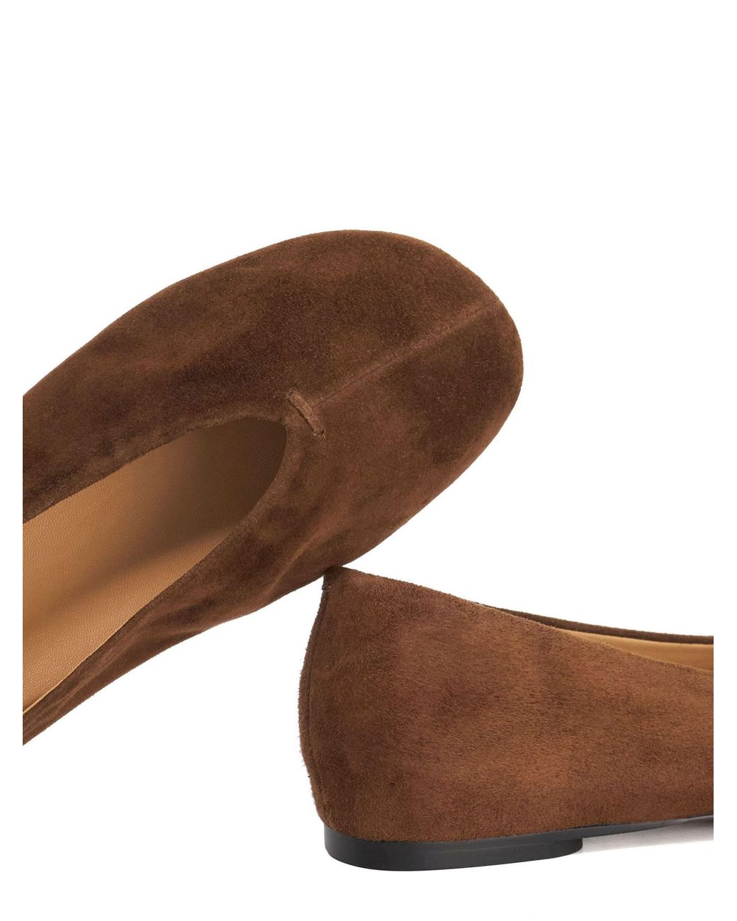 Dune Natural High Cut Round Toe Ballet Flats
