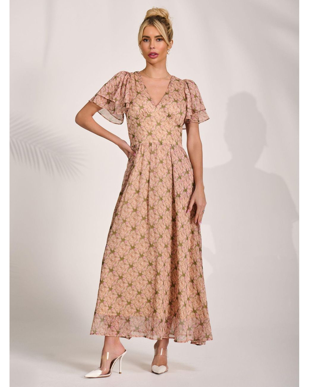 slim fit dress slacks Mirrored Print Lace Maxi Dress, Green Multi – Jolie Moi Retail main image 1