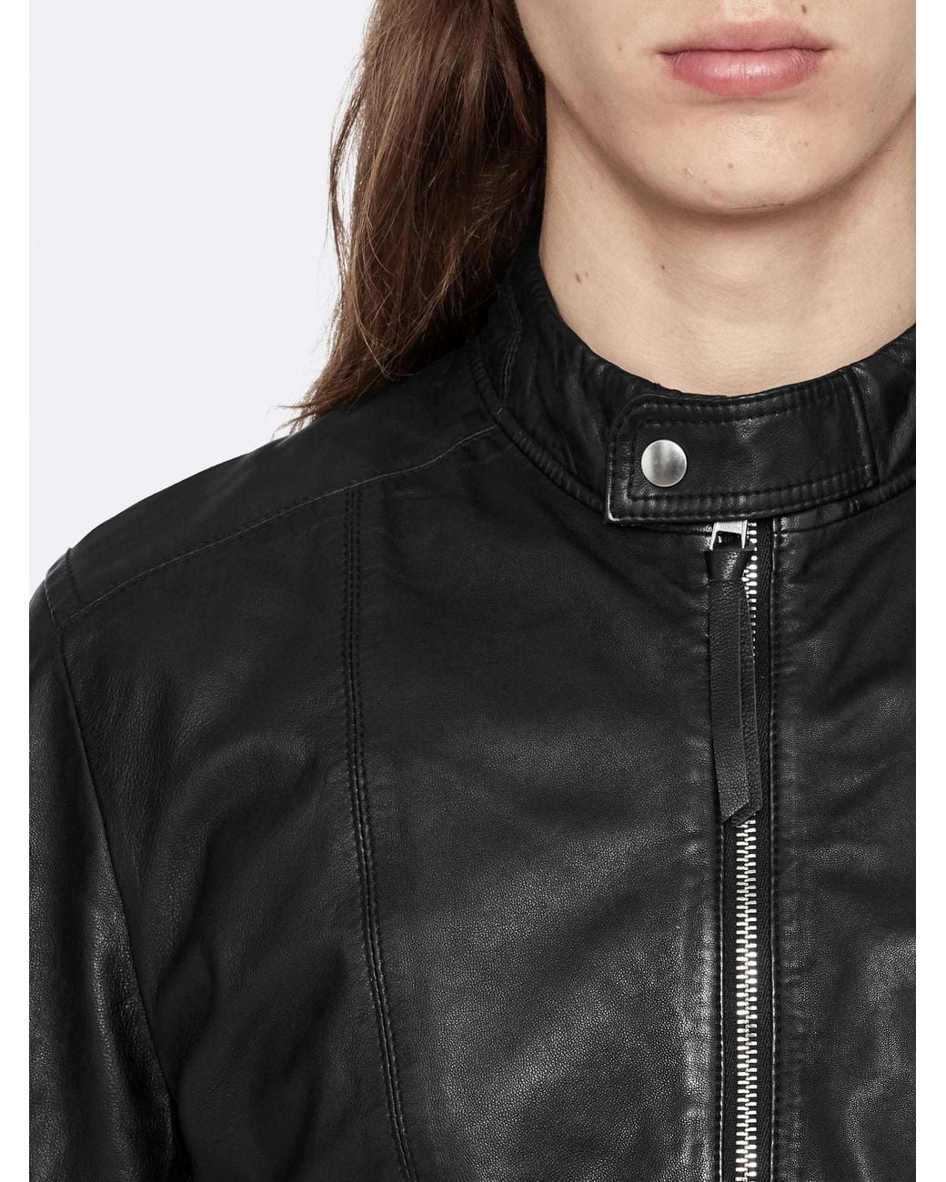AllSaints Black Hiro Leather Bomber Jacket for men