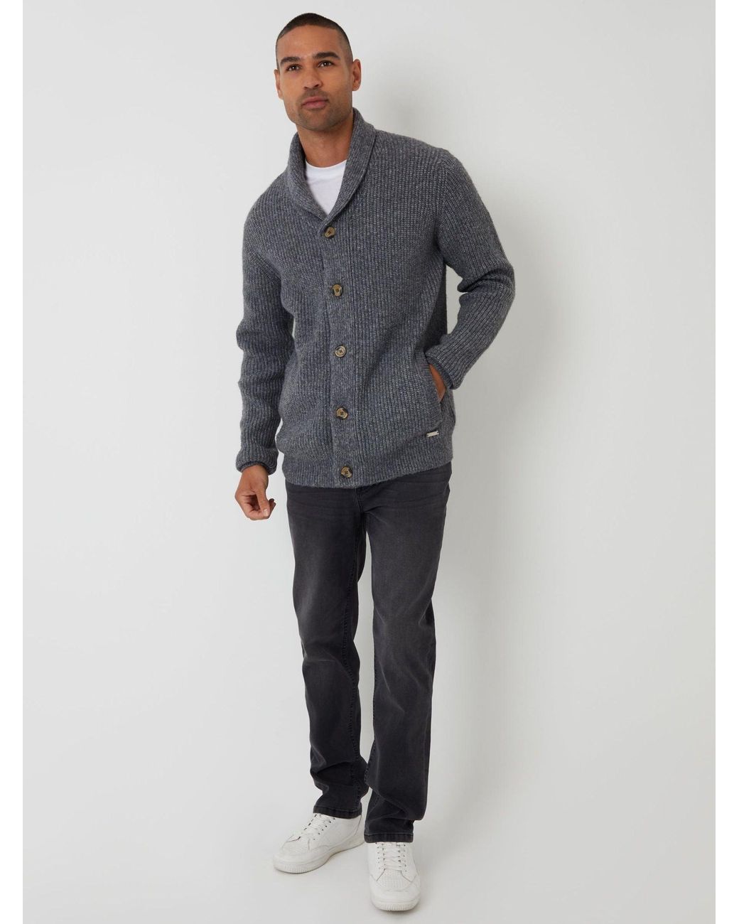 Threadbare Gray Shawl Cardigan for men