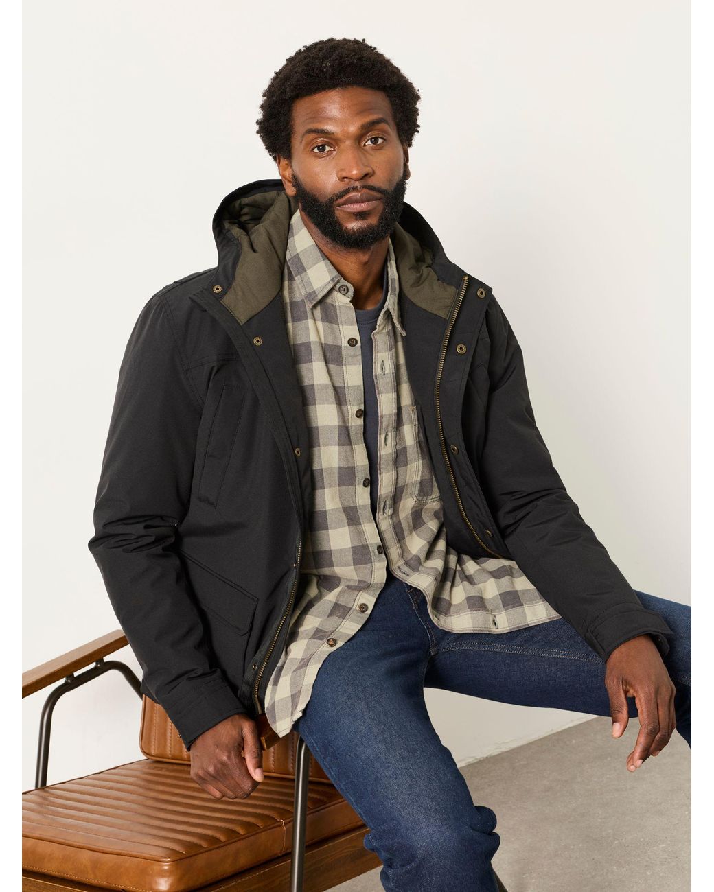 FatFace Natural Thursby Long Sleeve Relaxed Fit Check Shirt for men
