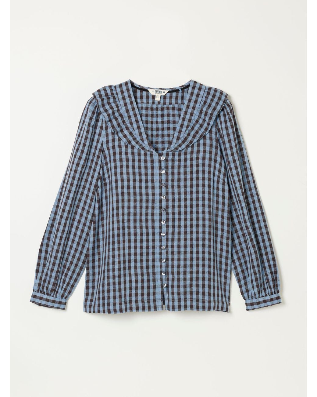 FatFace Blue Alba Gingham Blouse