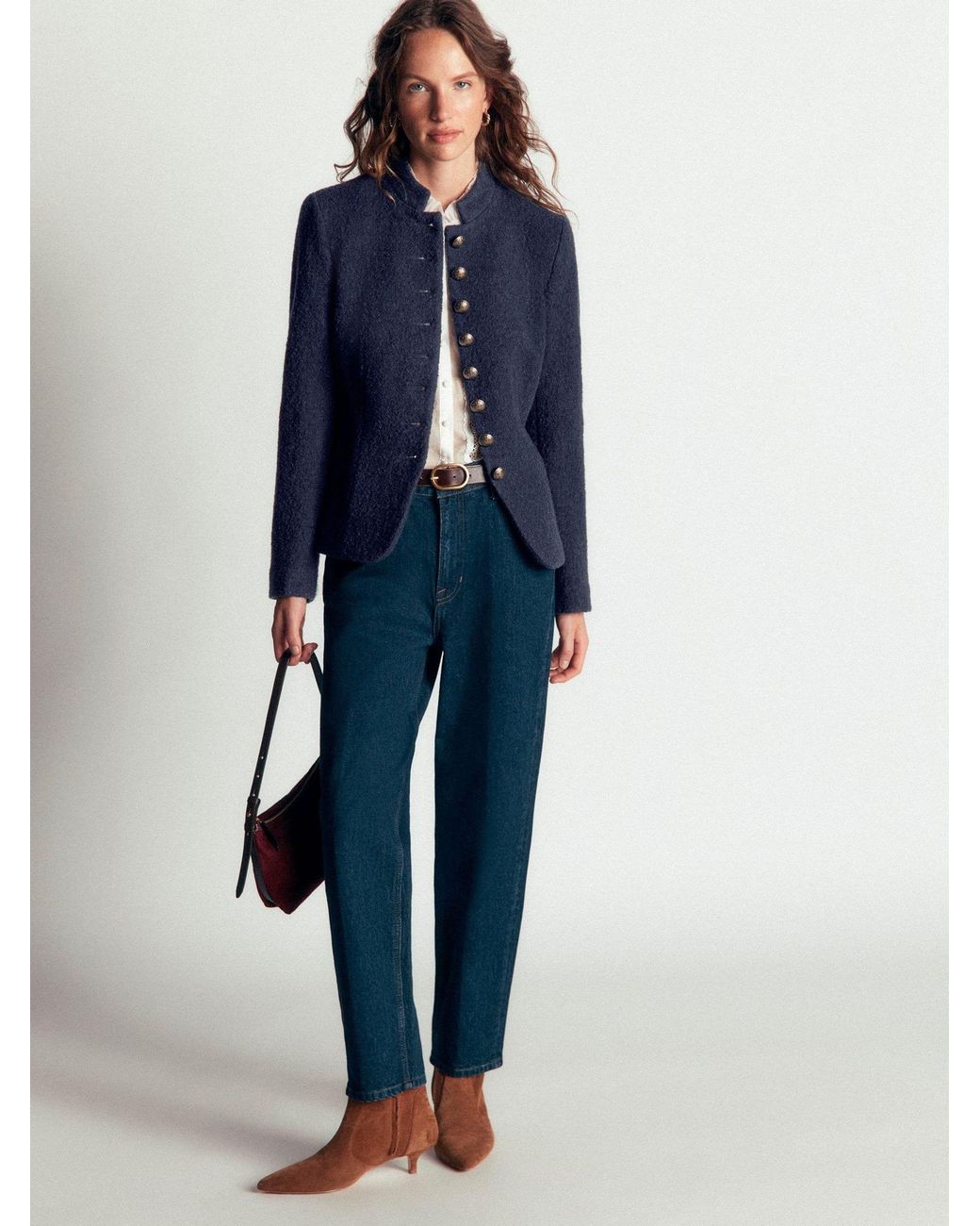 Boden Blue Hereford Boiled Wool Jacket