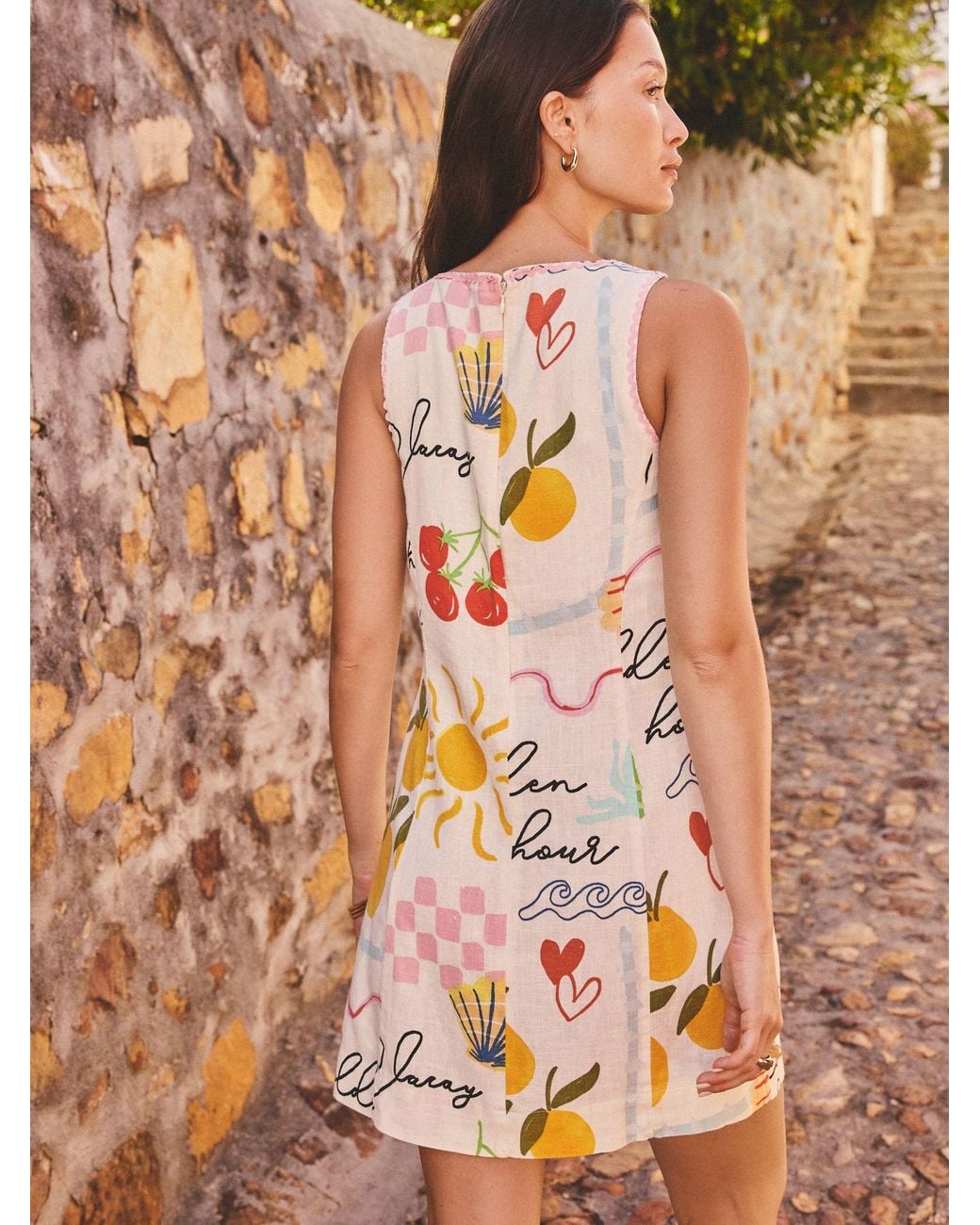 Next Multicolor Square Neck Mini Shift Dress