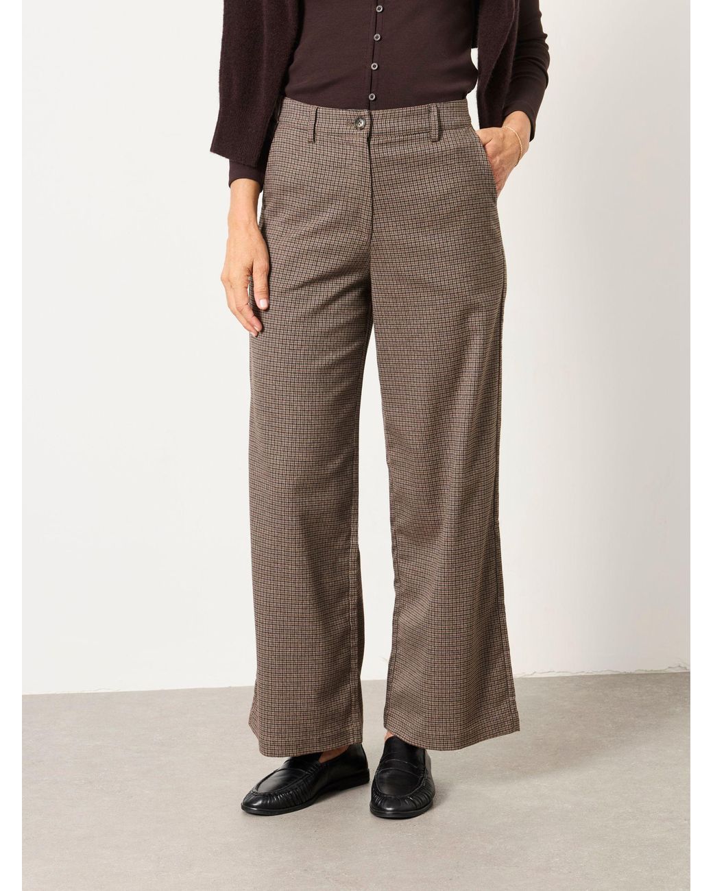 FatFace Natural Presley Petite Mini Check Trousers