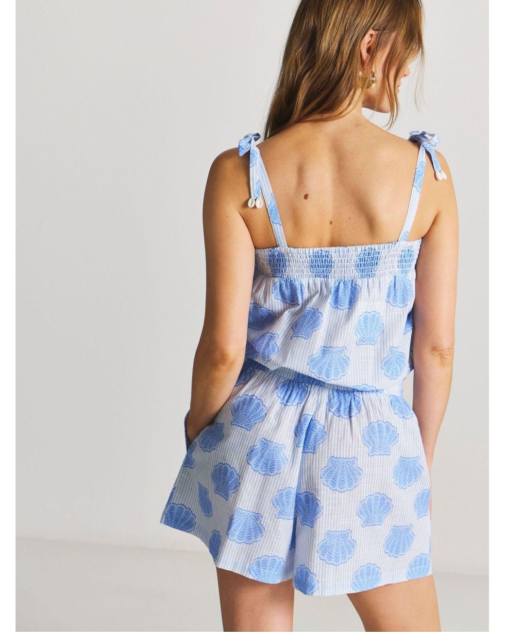 JD Williams Blue Shell Print Playsuit