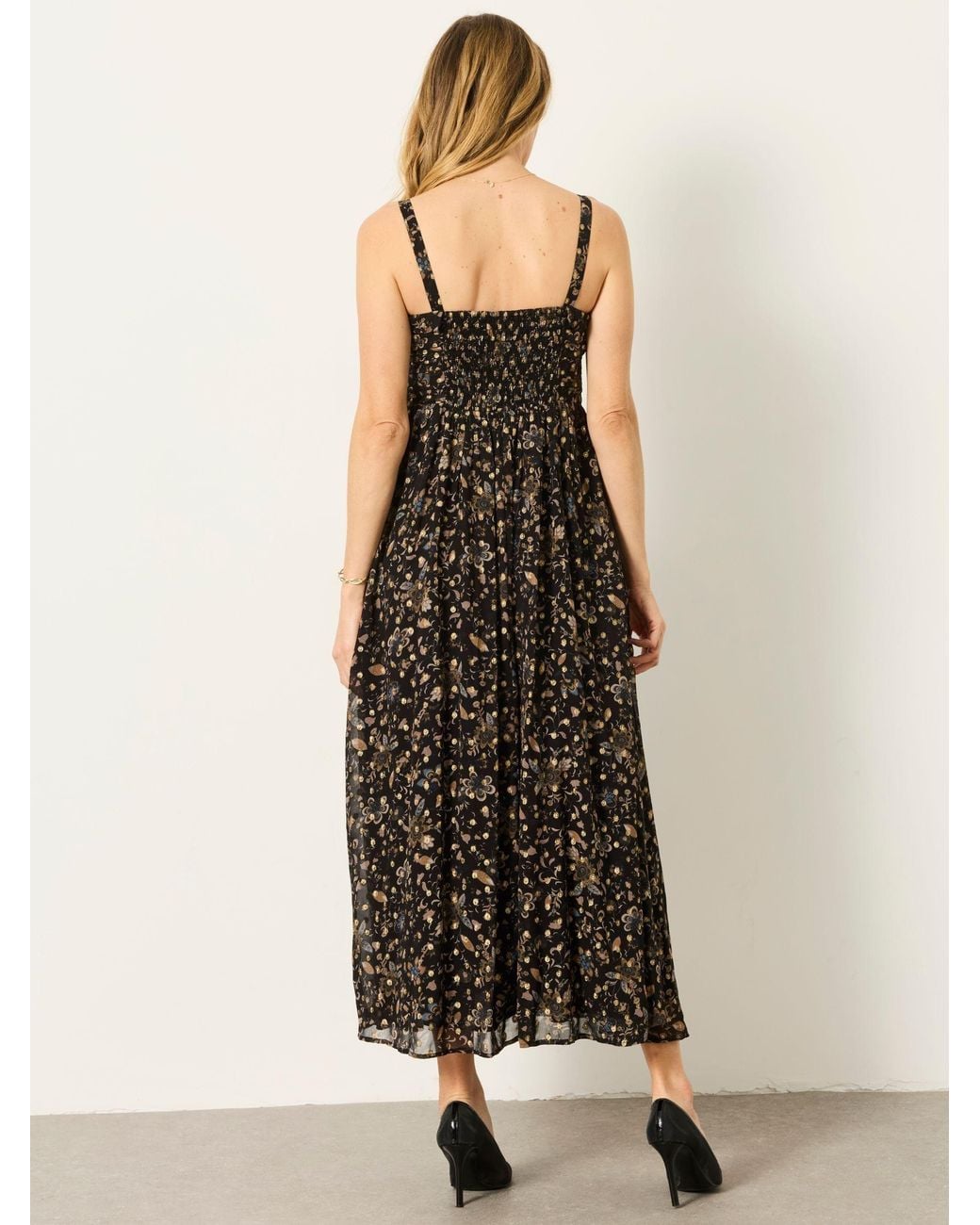 FatFace Black Mischa Metallic Spot Dress