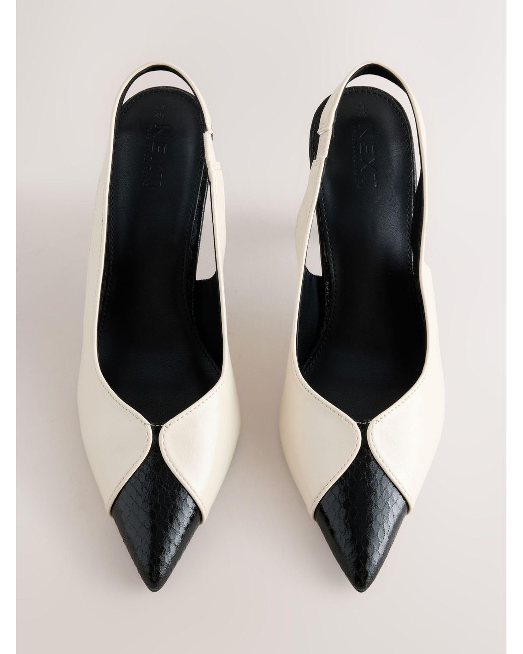 Next Natural Bone Forever Comfort Point Toe Spliced Slingback Heels