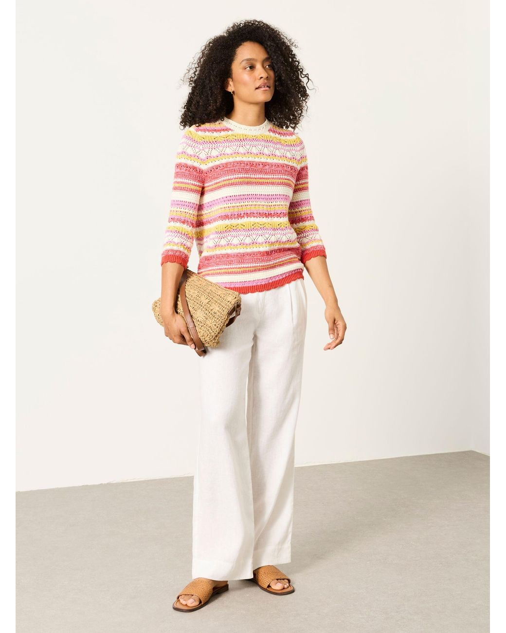FatFace Red Rosalie Stripe Knitted Jumper