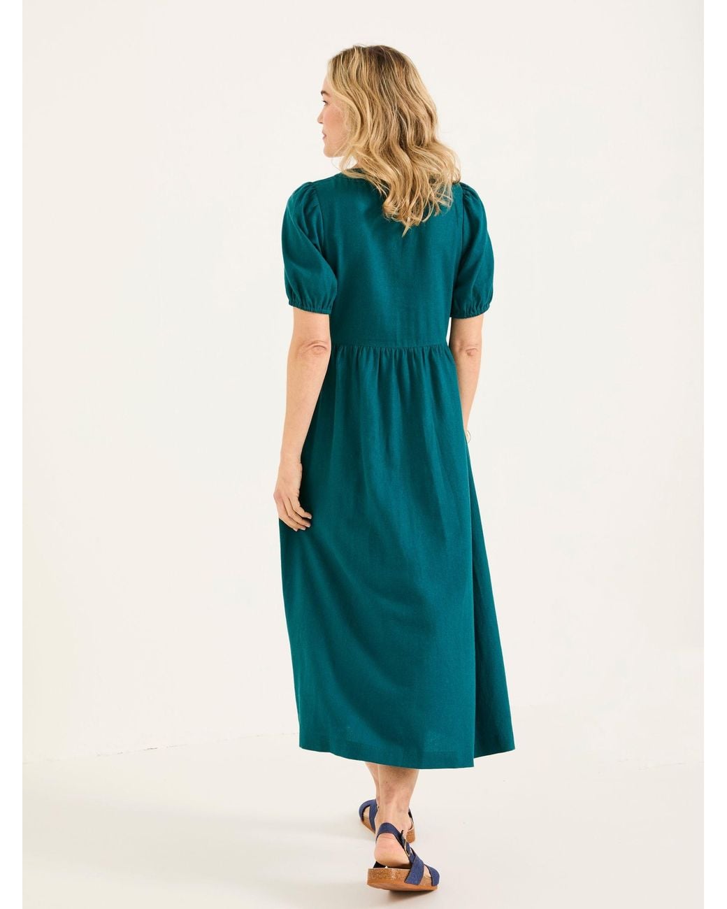 FatFace Blue Remi Linen Midi Dress