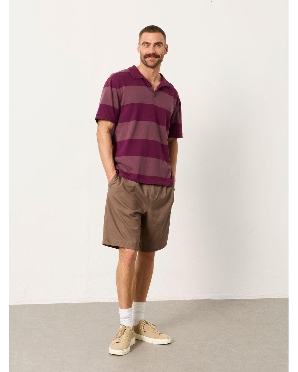 FatFace Brown Pleat Front Chino Shorts for men
