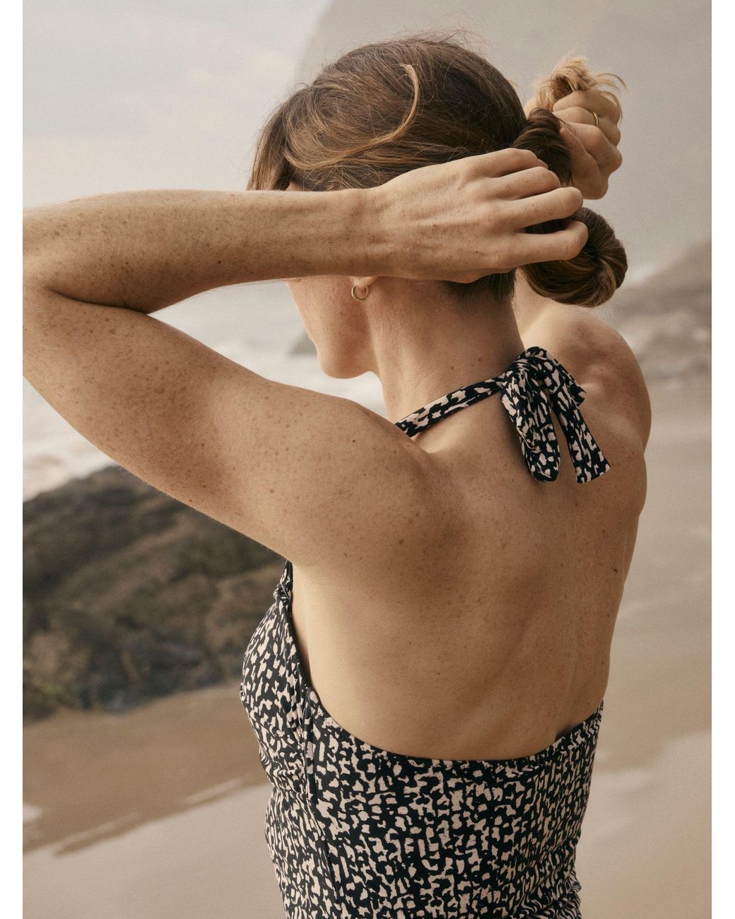 FatFace Black Zuri Bandeau Tankini