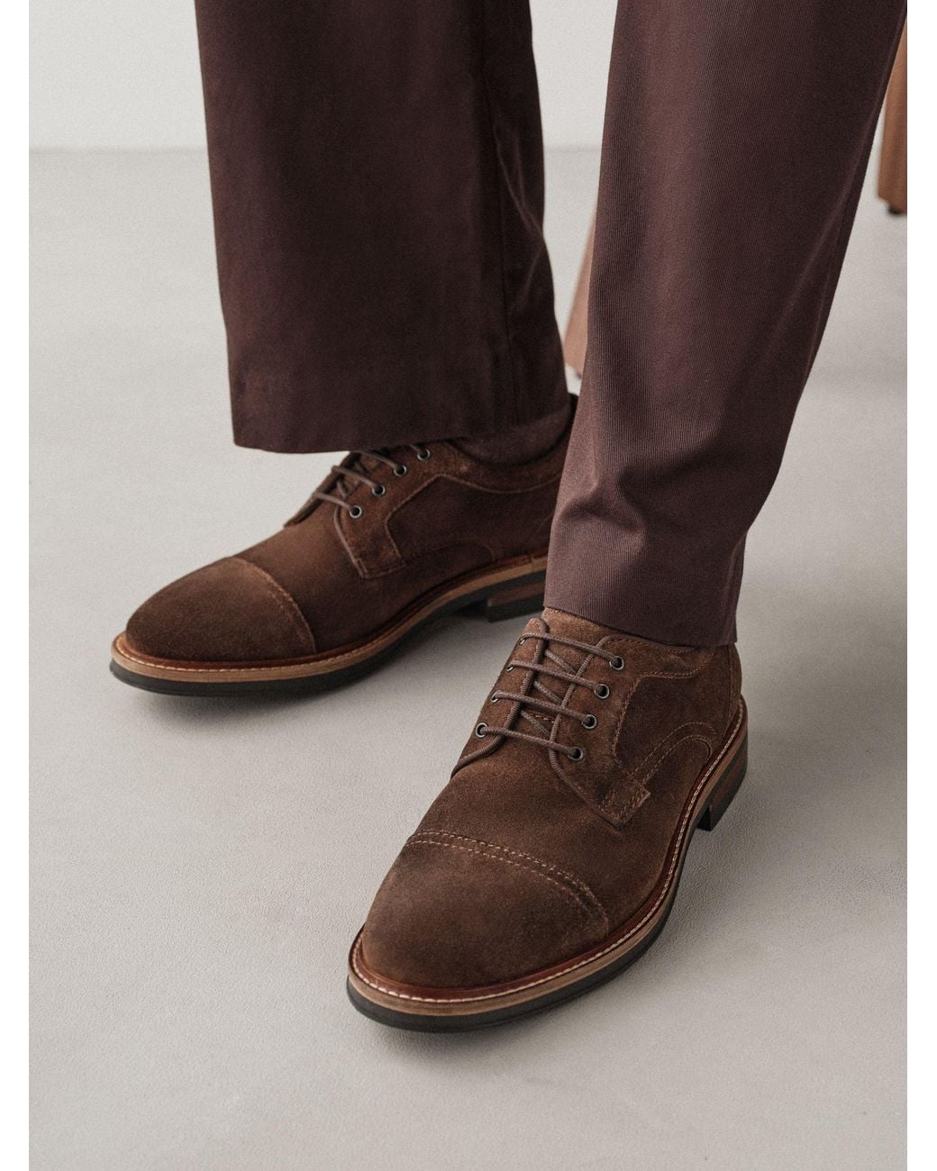 Next Brown Suede Toecap Shoes for men