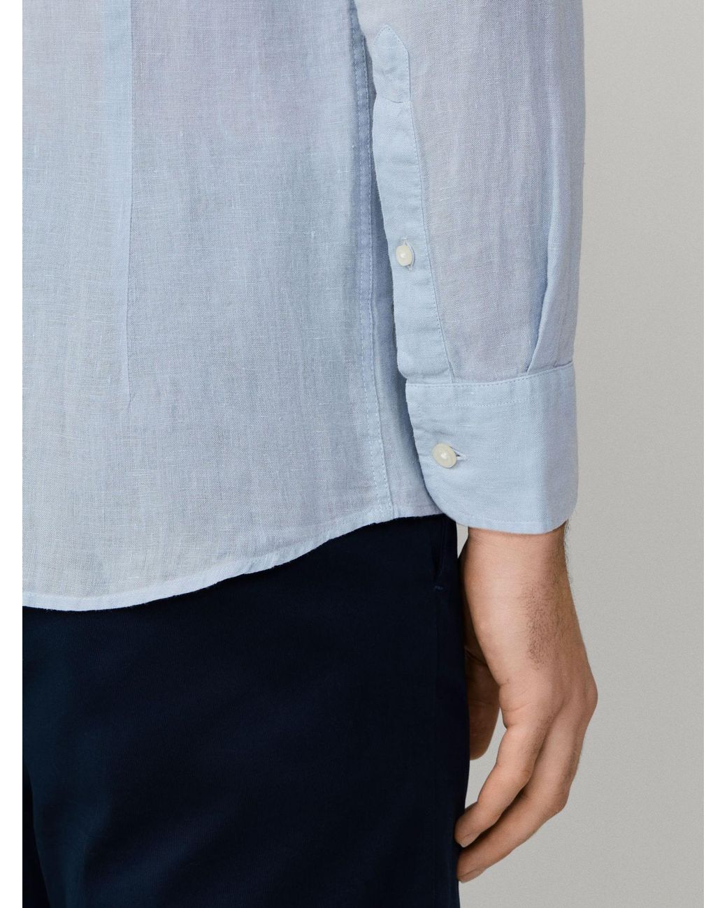 Hackett Blue Dyed Linen Shirt for men
