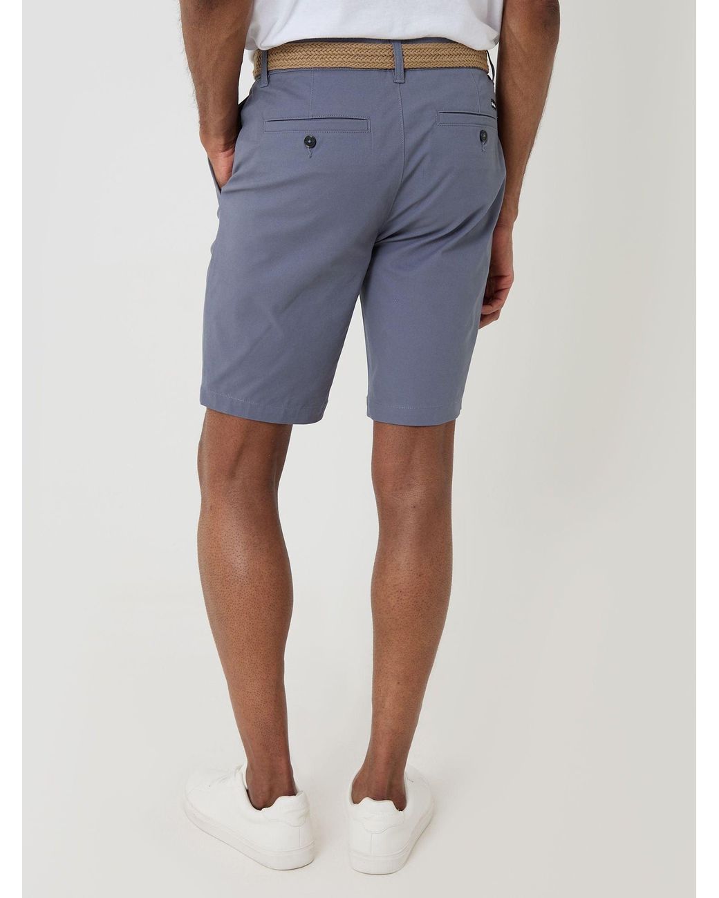 Threadbare Blue Belted Chino Shorts for men