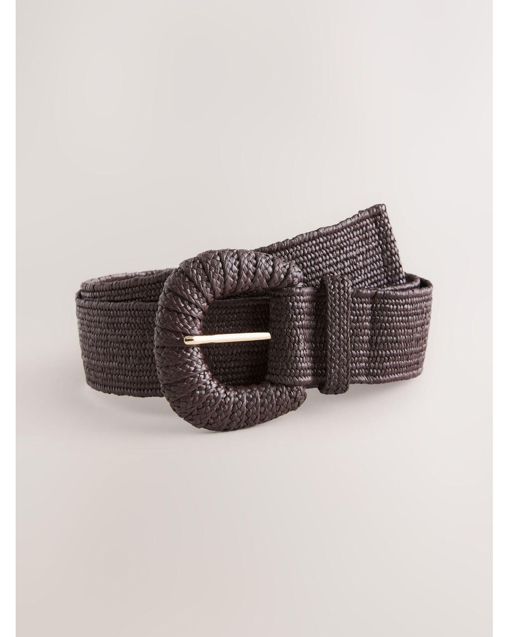 Next Brown Chocolate Wide Raffia Effect Belt