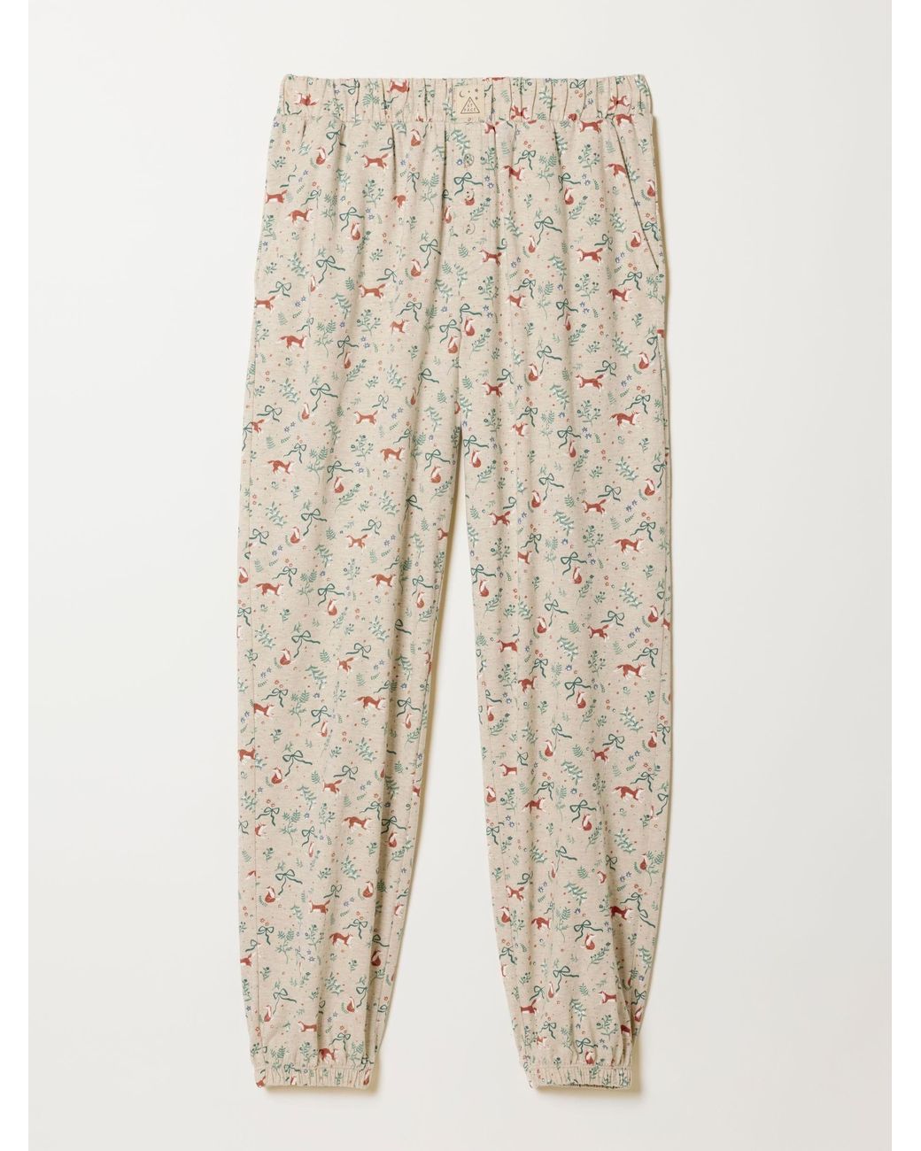 FatFace Natural Fox Print Cuffed Pyjama Bottoms