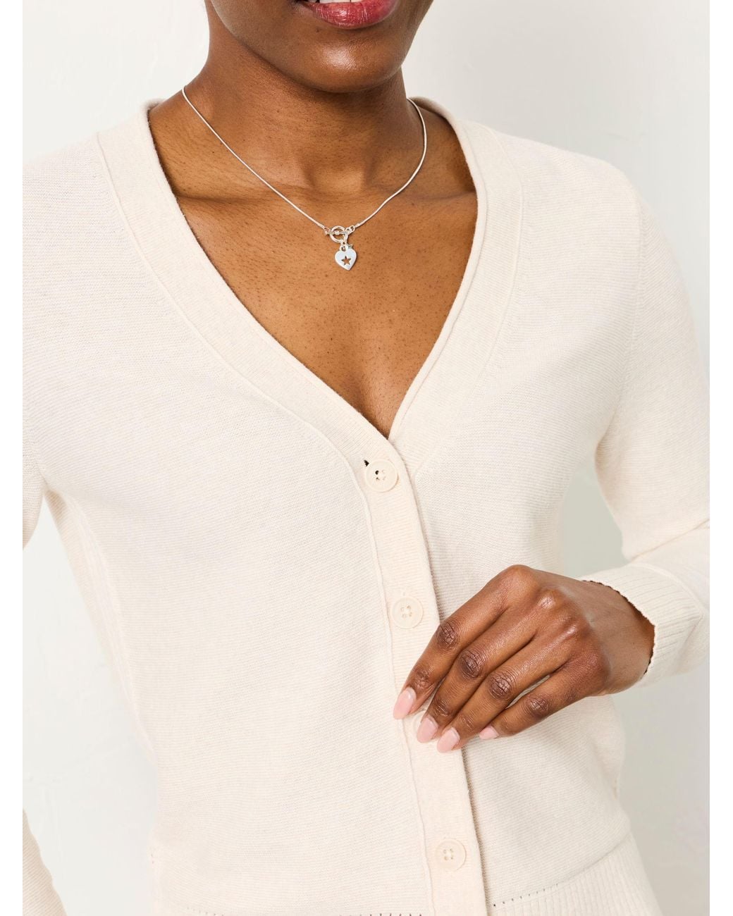 FatFace White Lucee Knitted Cardigan