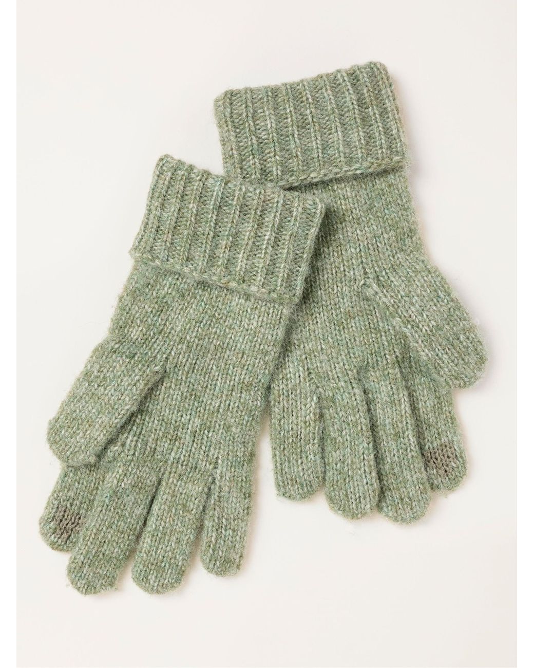 FatFace Green Fatface Pointelle Knit Gloves