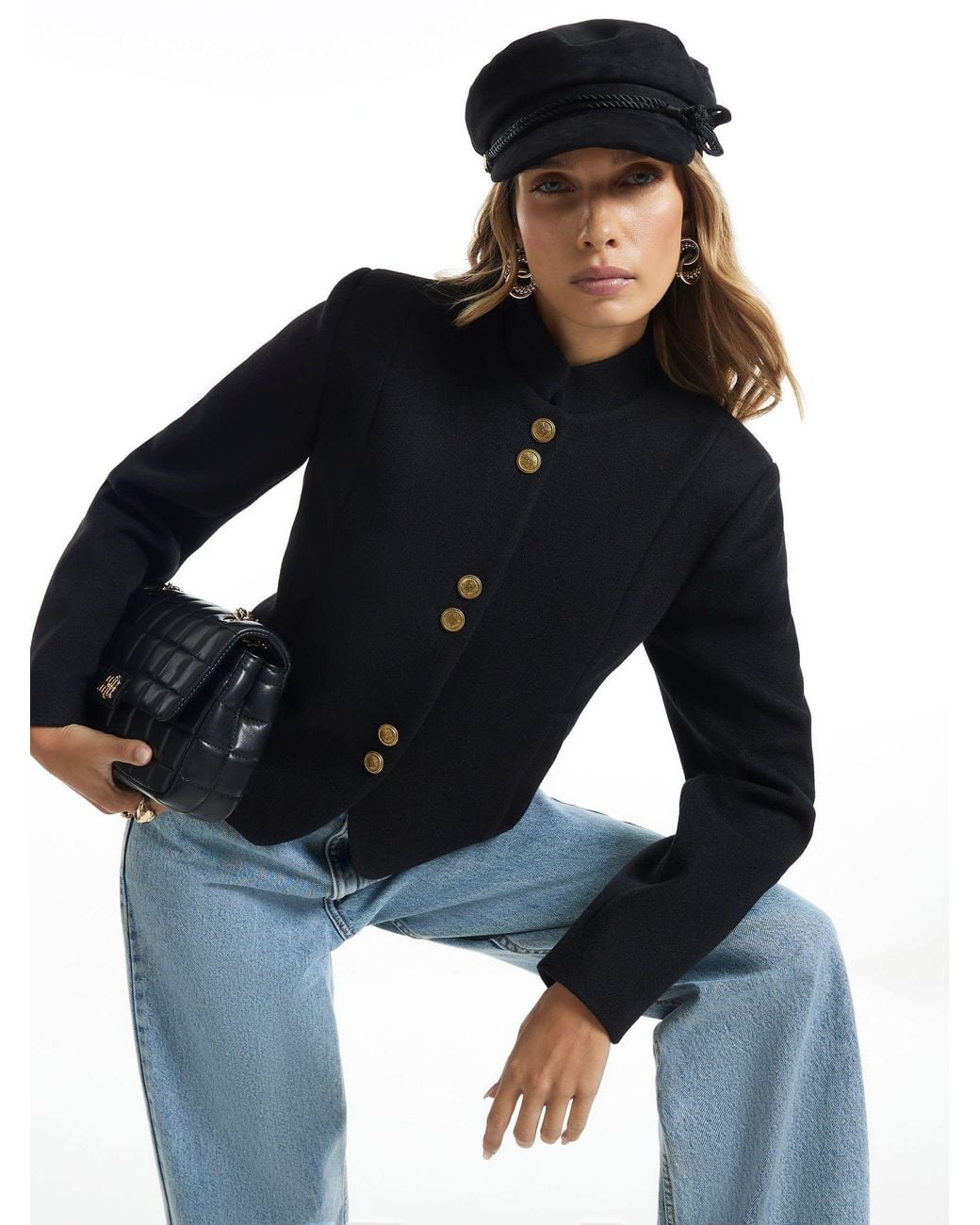 River Island Blue Button Drummer Jacket