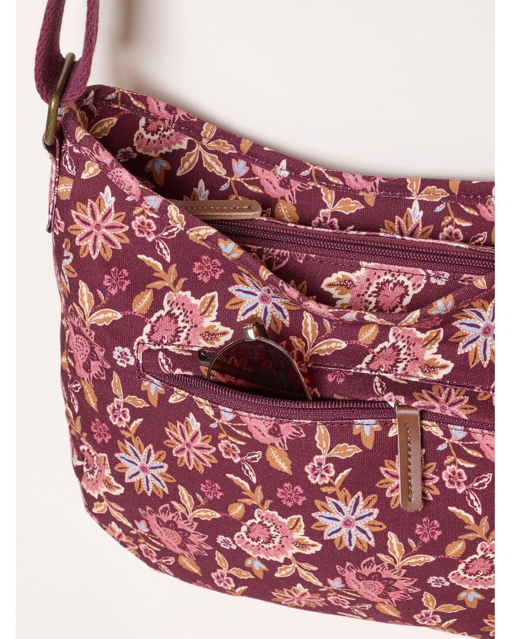 FatFace Green Floral Canvas Crossbody Bag