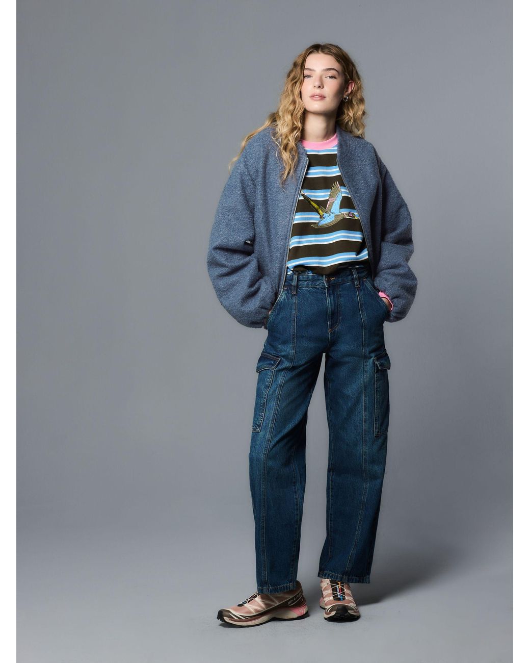 Next Blue Coatigan Bomber Jacket