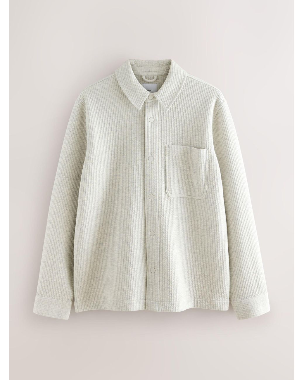 Next Natural Linear Texture Popper Shacket for men