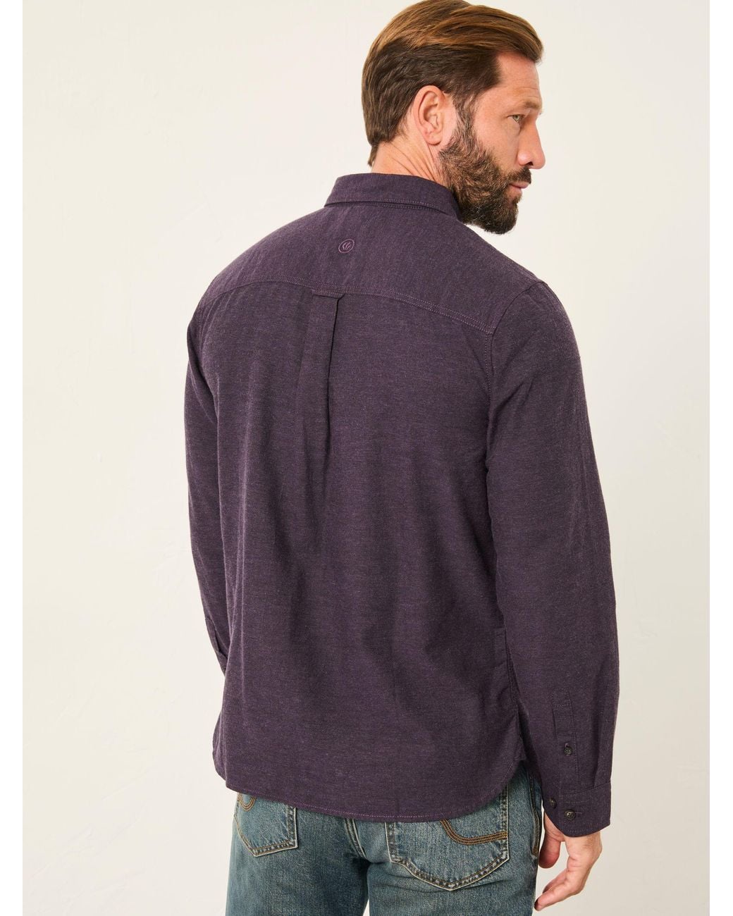 FatFace Purple Oxlow Long Sleeve Plain Shirt for men