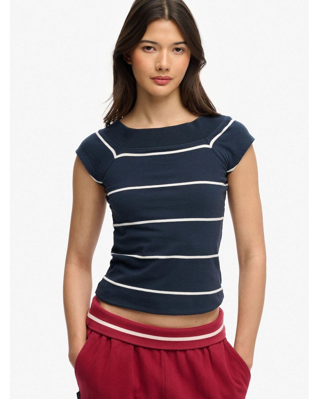 Superdry Blue Essential Off-Shoulder Top