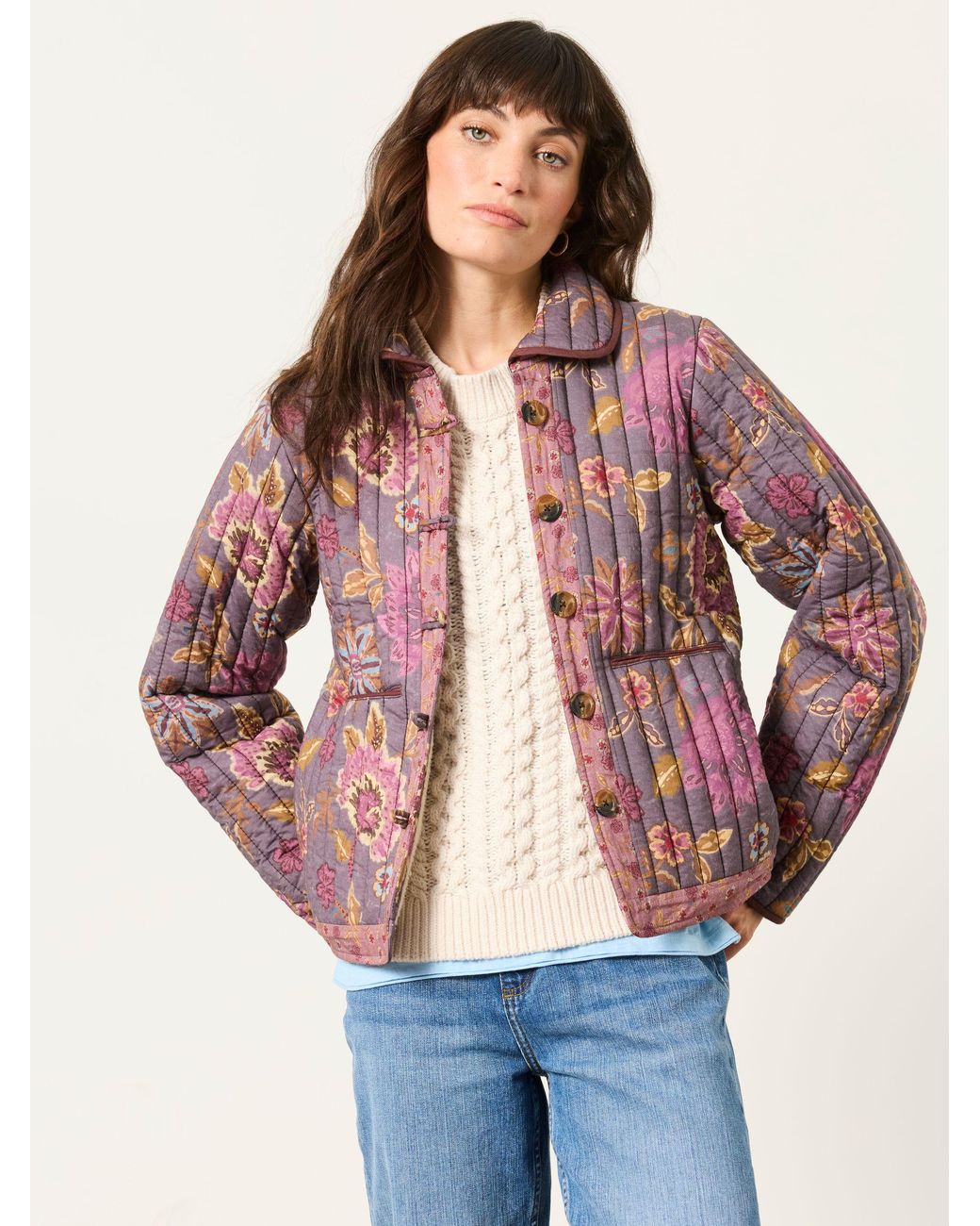 FatFace Purple Fatface Bryony Petite Quilted Jacket