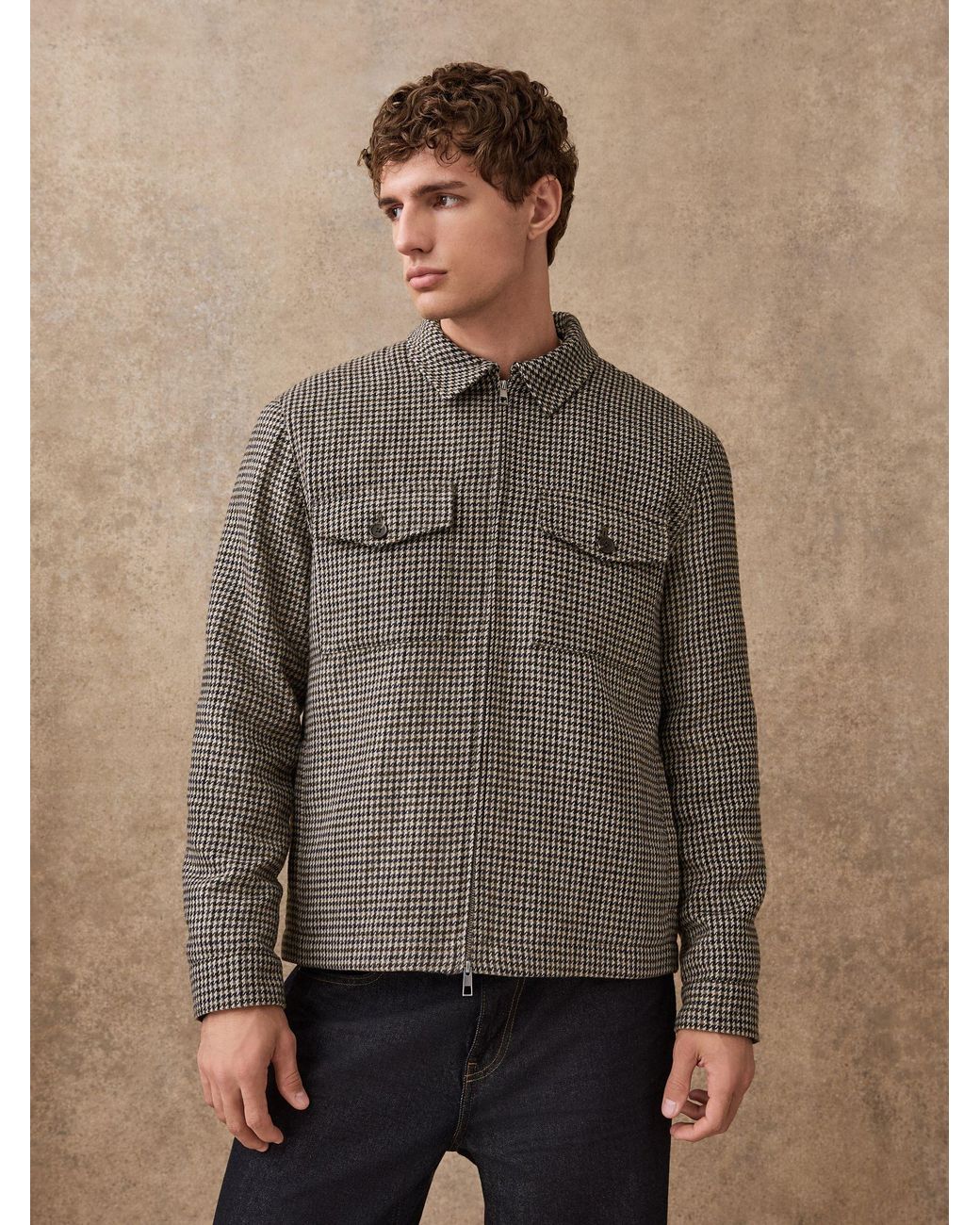 Next Gray Smart Dogtooth Twin Pocket Jacket for men