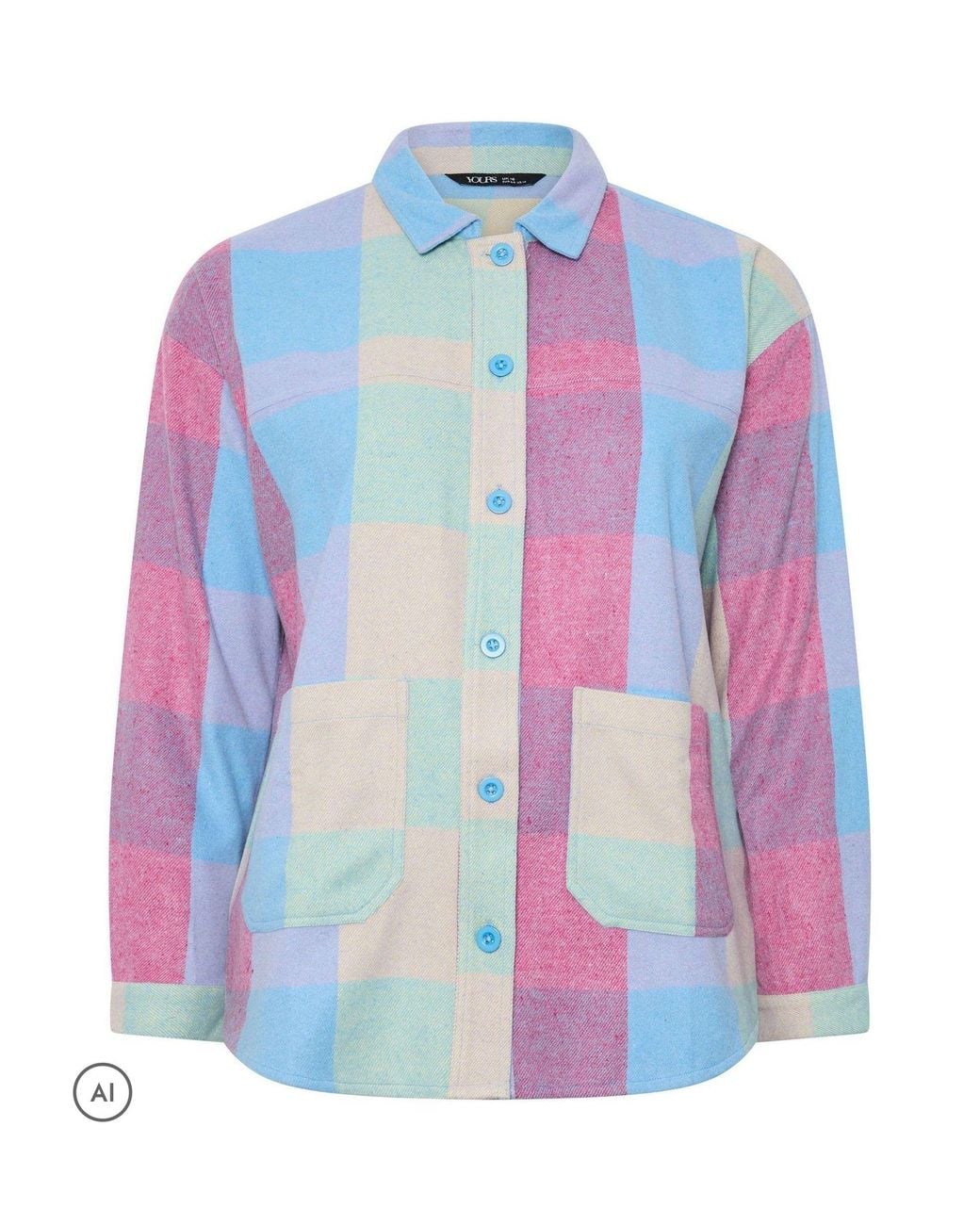 Yours Curve Blue Check Shacket