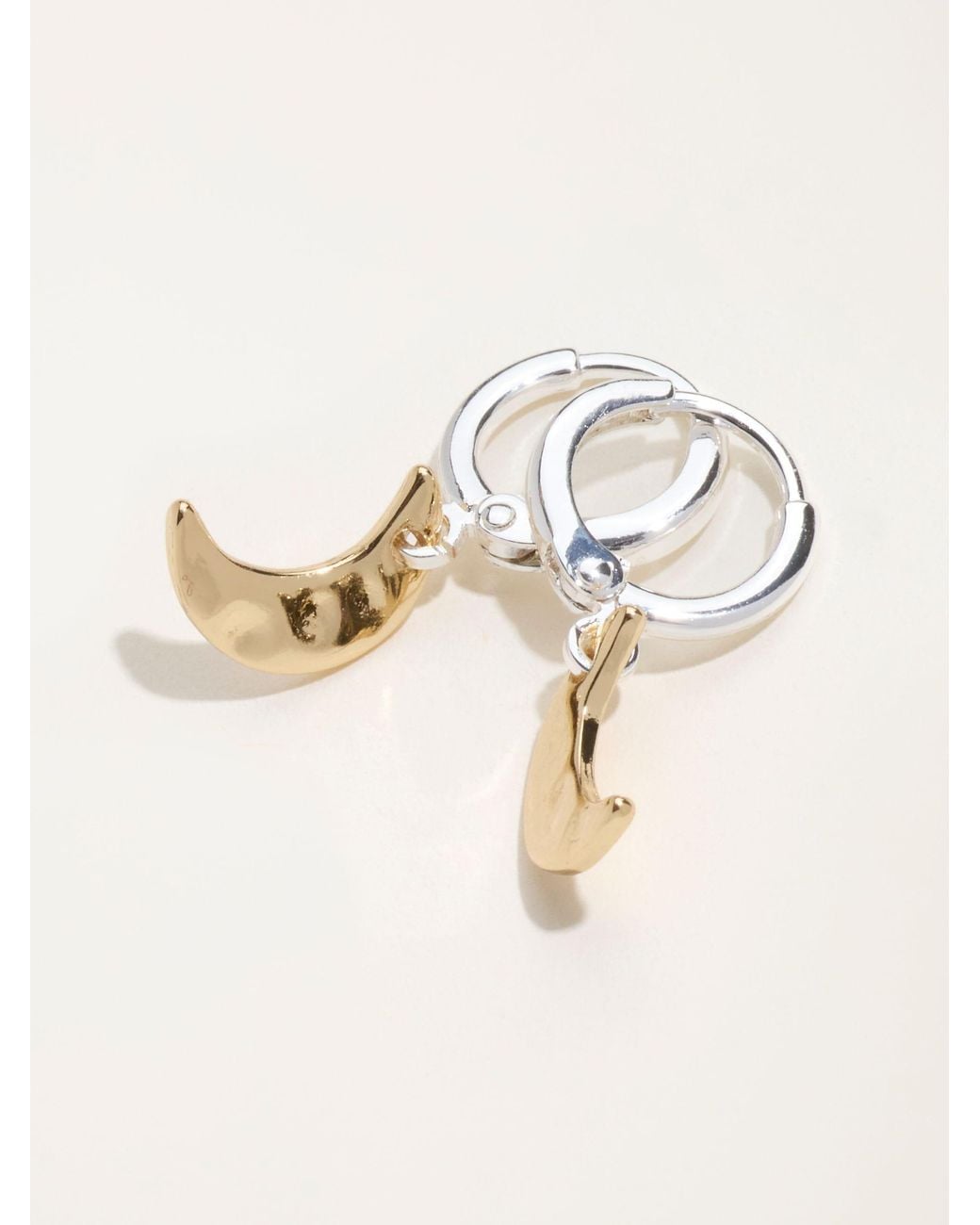 FatFace Natural Fatface Multi Hammered Moon Earrings