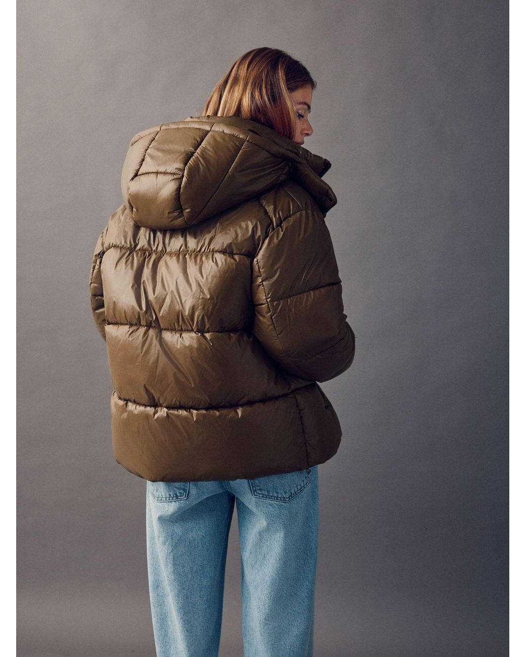 Next Brown High Shine Padded Coat