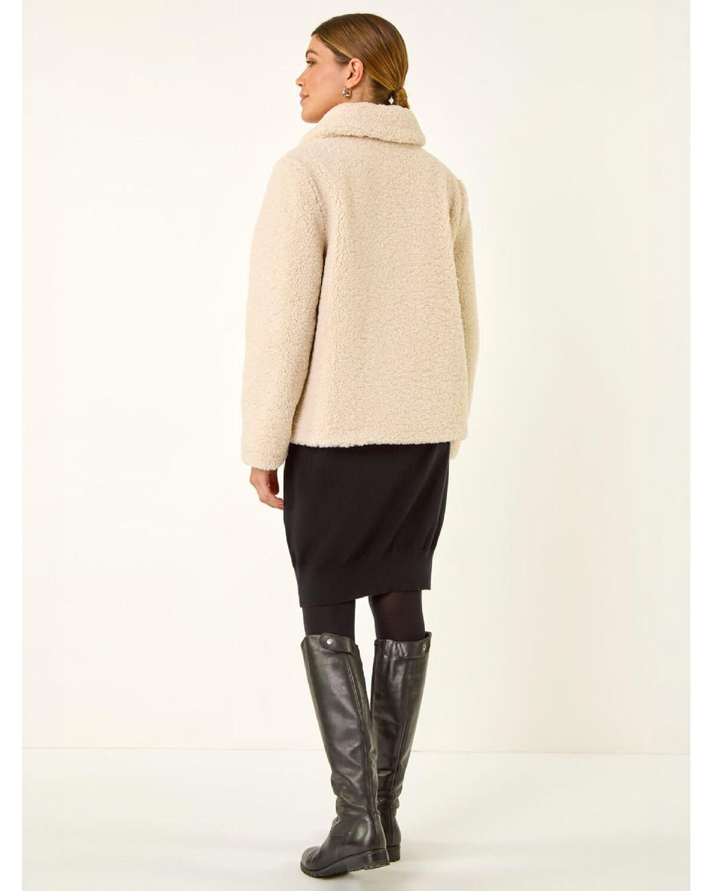 Roman Green Textured Borg Collared Jacket