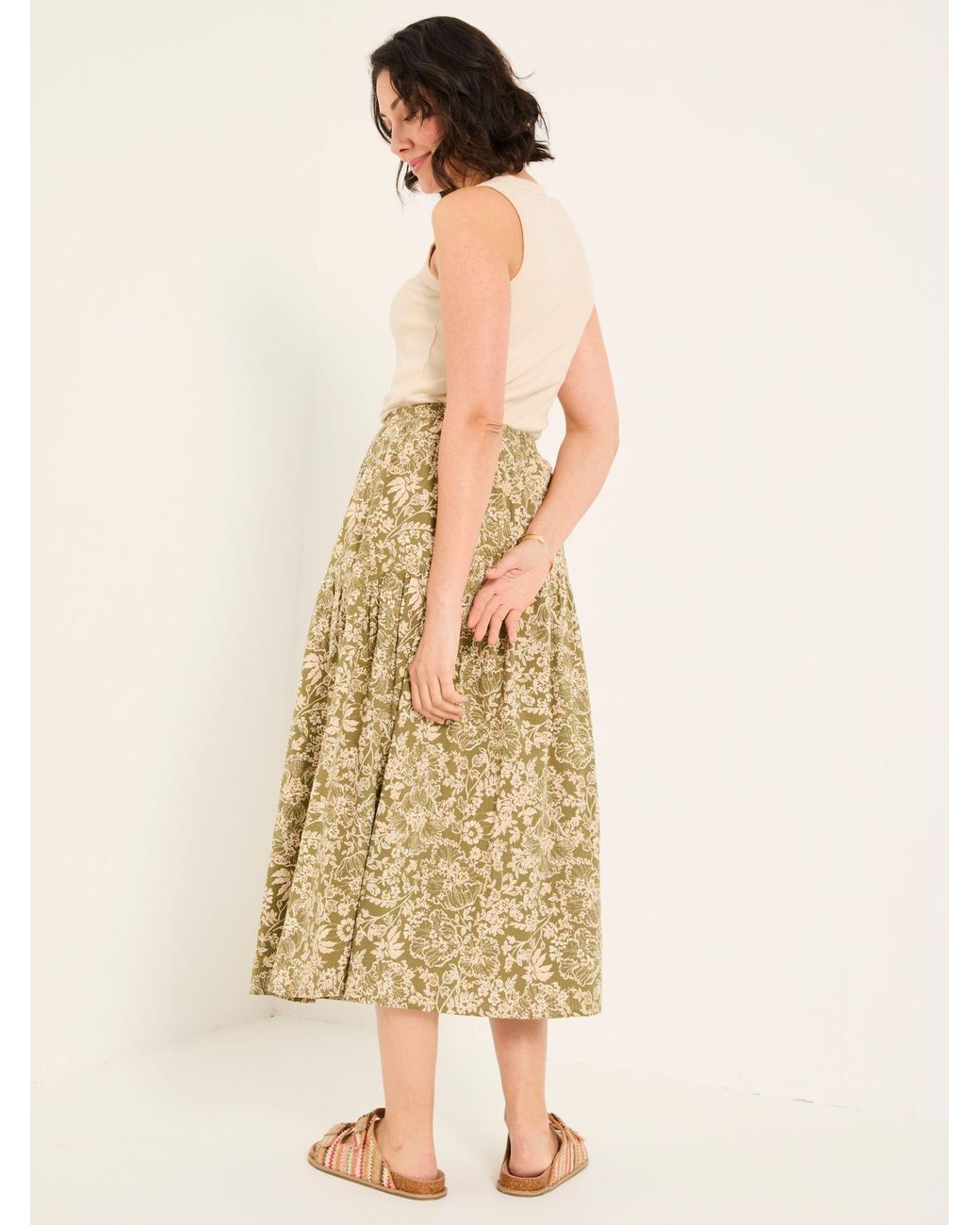FatFace Natural Fatface Betty Midi Skirt