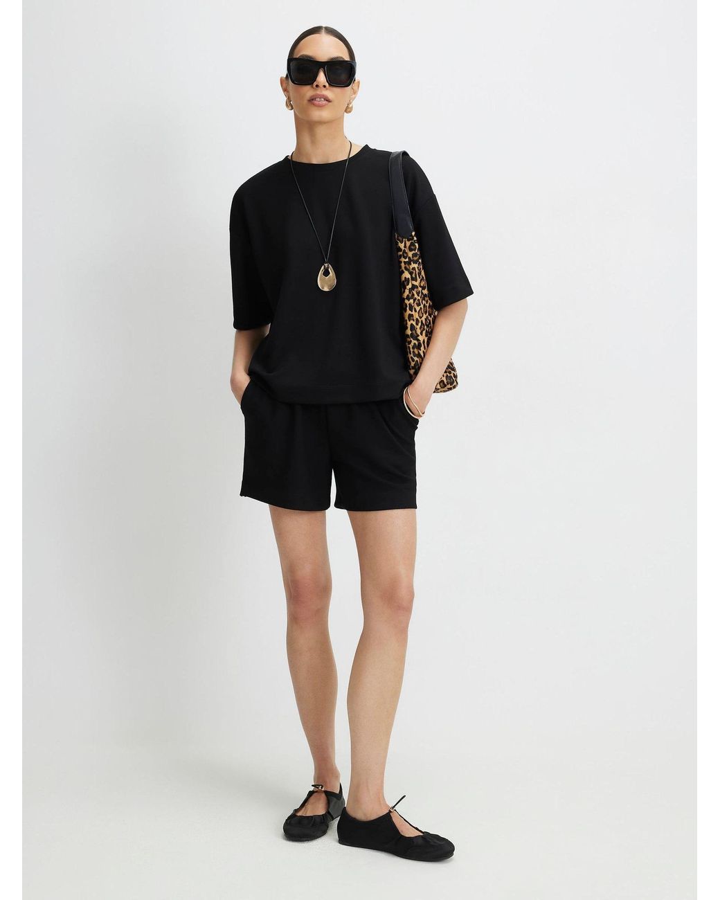 River Island Black Drawstring Shorts