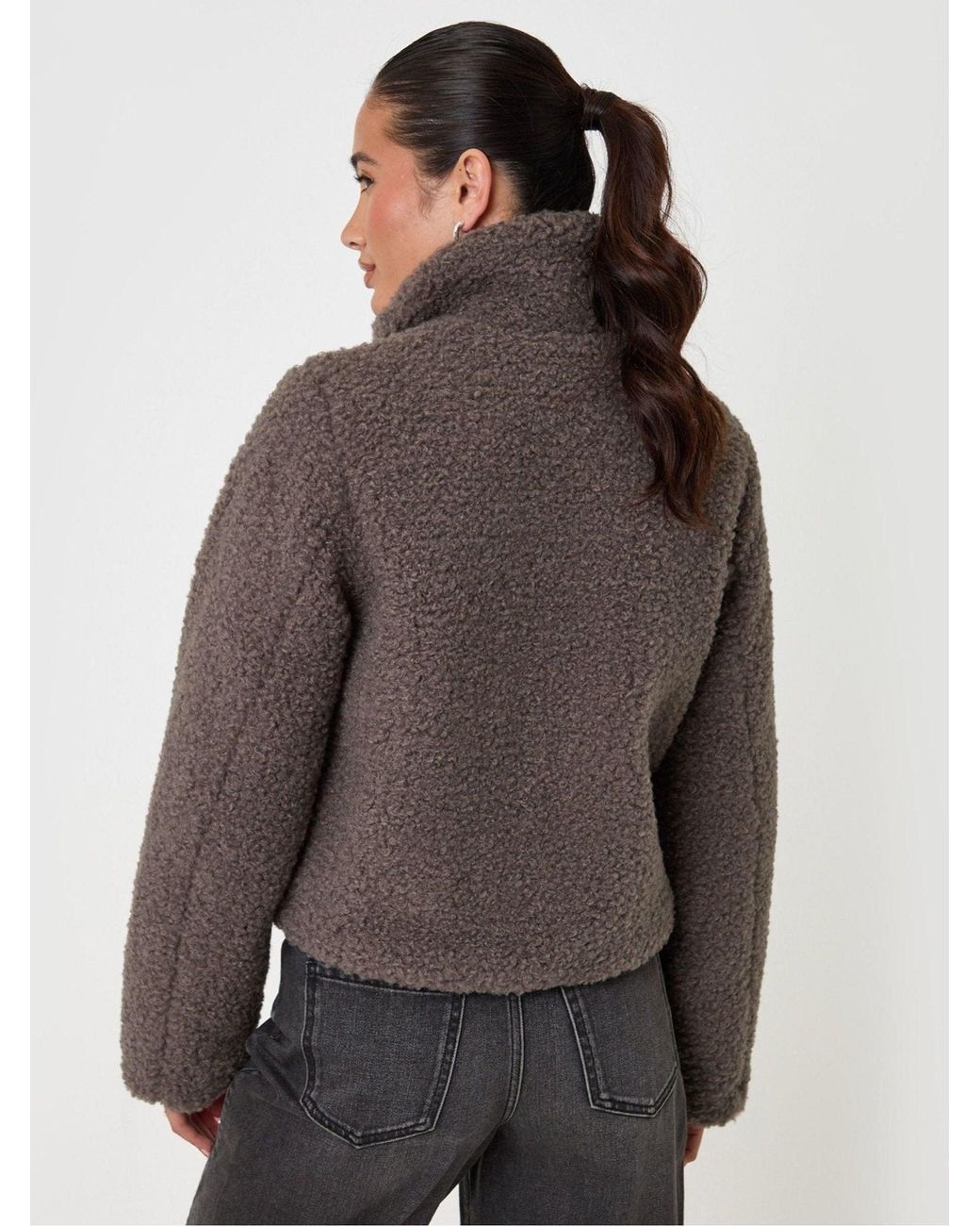Threadbare Brown Dark Funnel Neck Borg Bomber Jacket