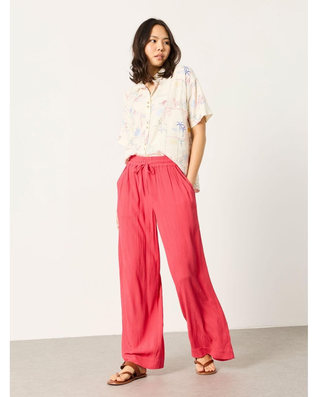 FatFace Red Melissa Palazzo Trousers