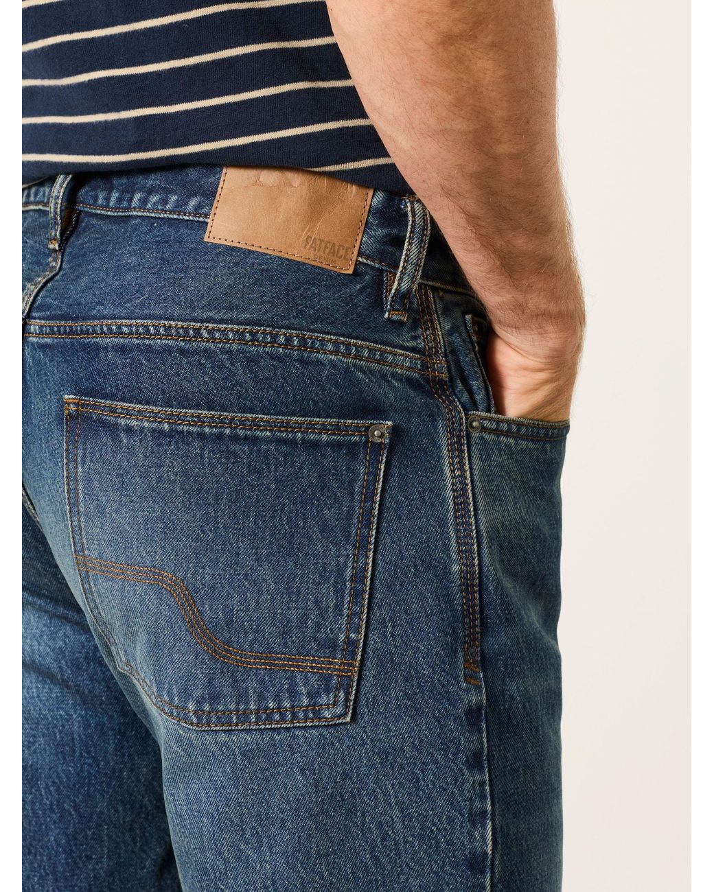 FatFace Blue Relaxed Straight Fit Jeans for men