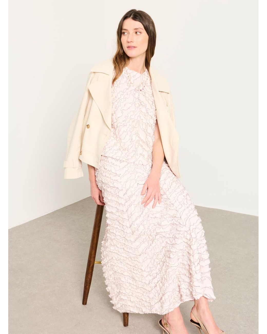 FatFace Brown Malia Frill Midi Skirt