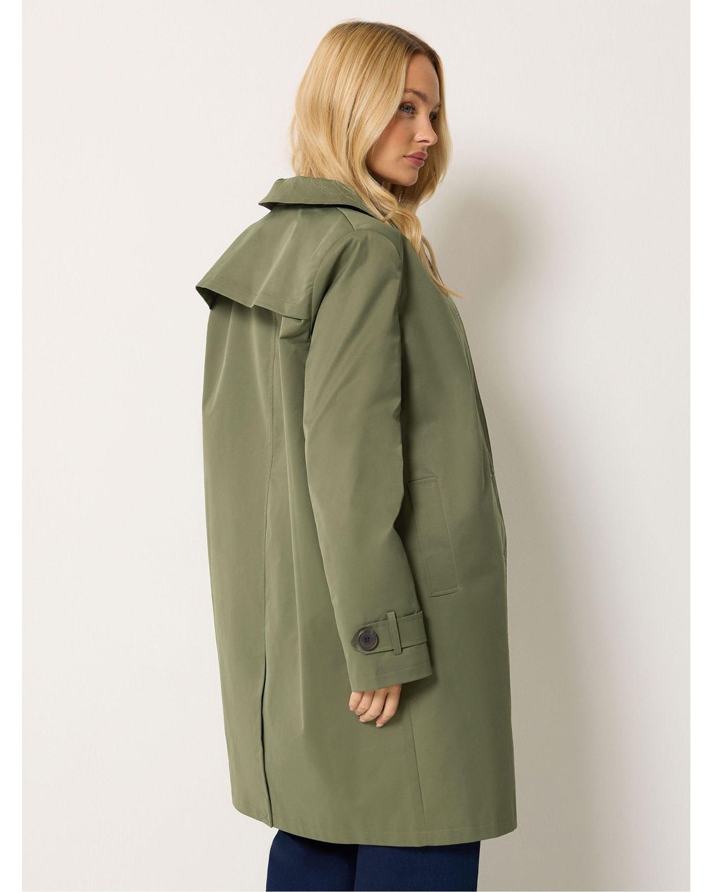 M Com Green Collared Trench Coat