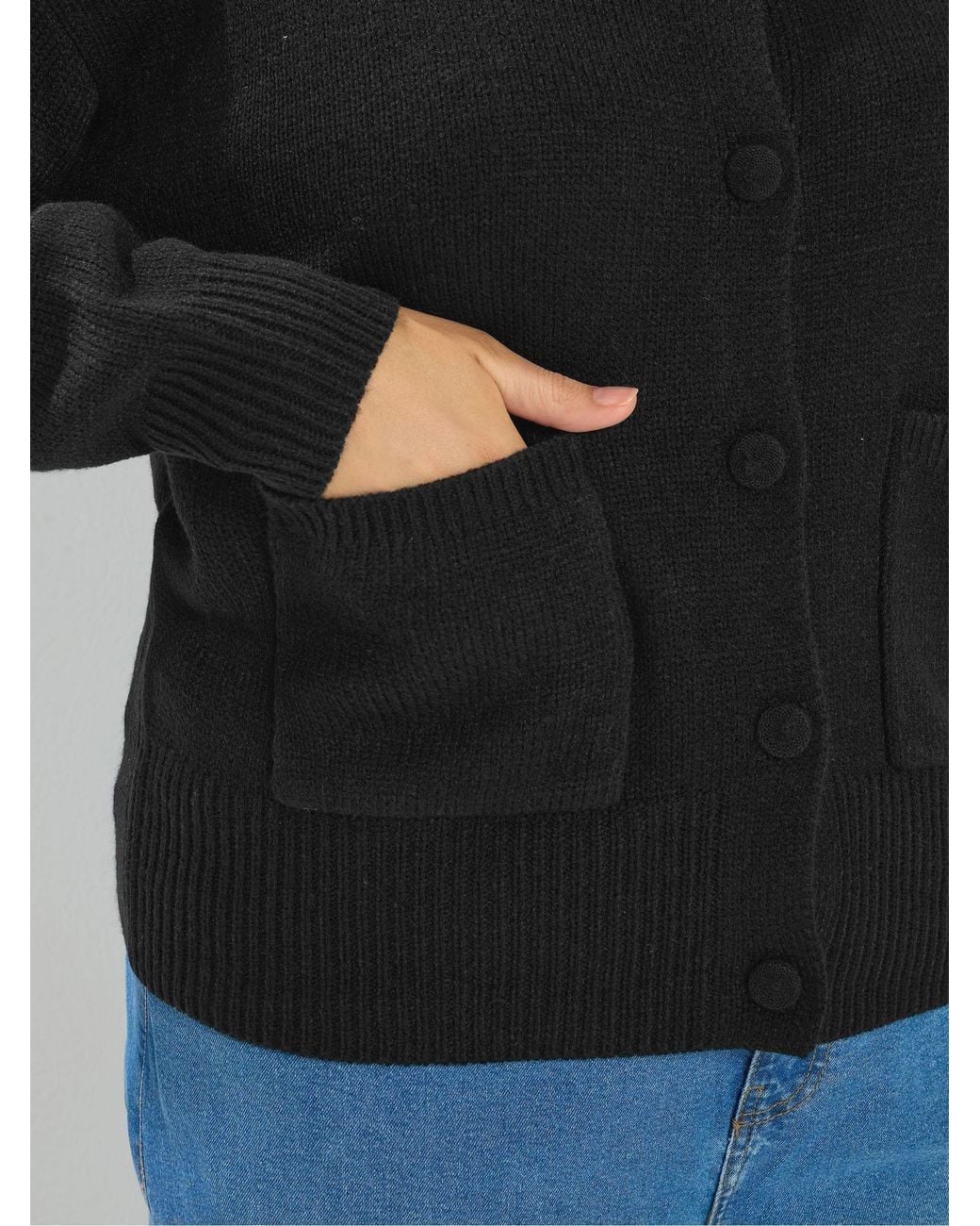 Yours Curve Black Button Thru Bomber Jacket
