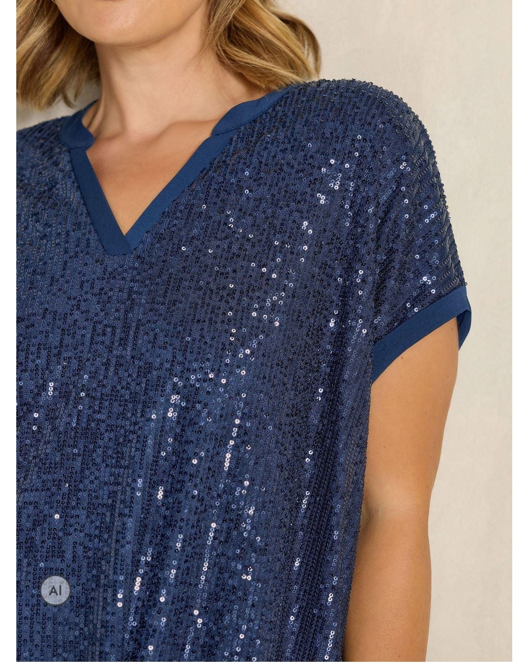 Evans Blue Sequin Embellished Top