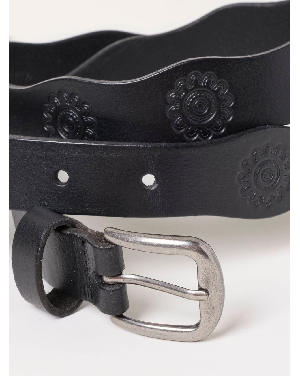 FatFace Black Fatface Scallop Leather Belt