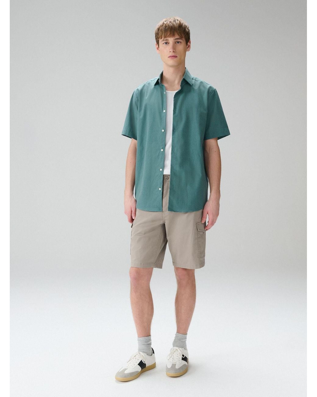 Next Gray Stretch Cotton Rich Cargo Shorts for men