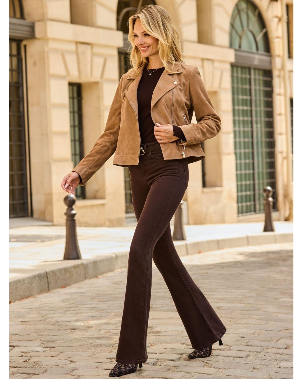 Sosandar Natural Suede Biker Jacket